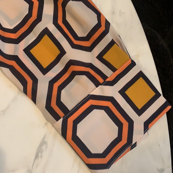 TORY BURCH Silk Sleeve Cotton Geometric Cardigan Large - Picture 6 of 7